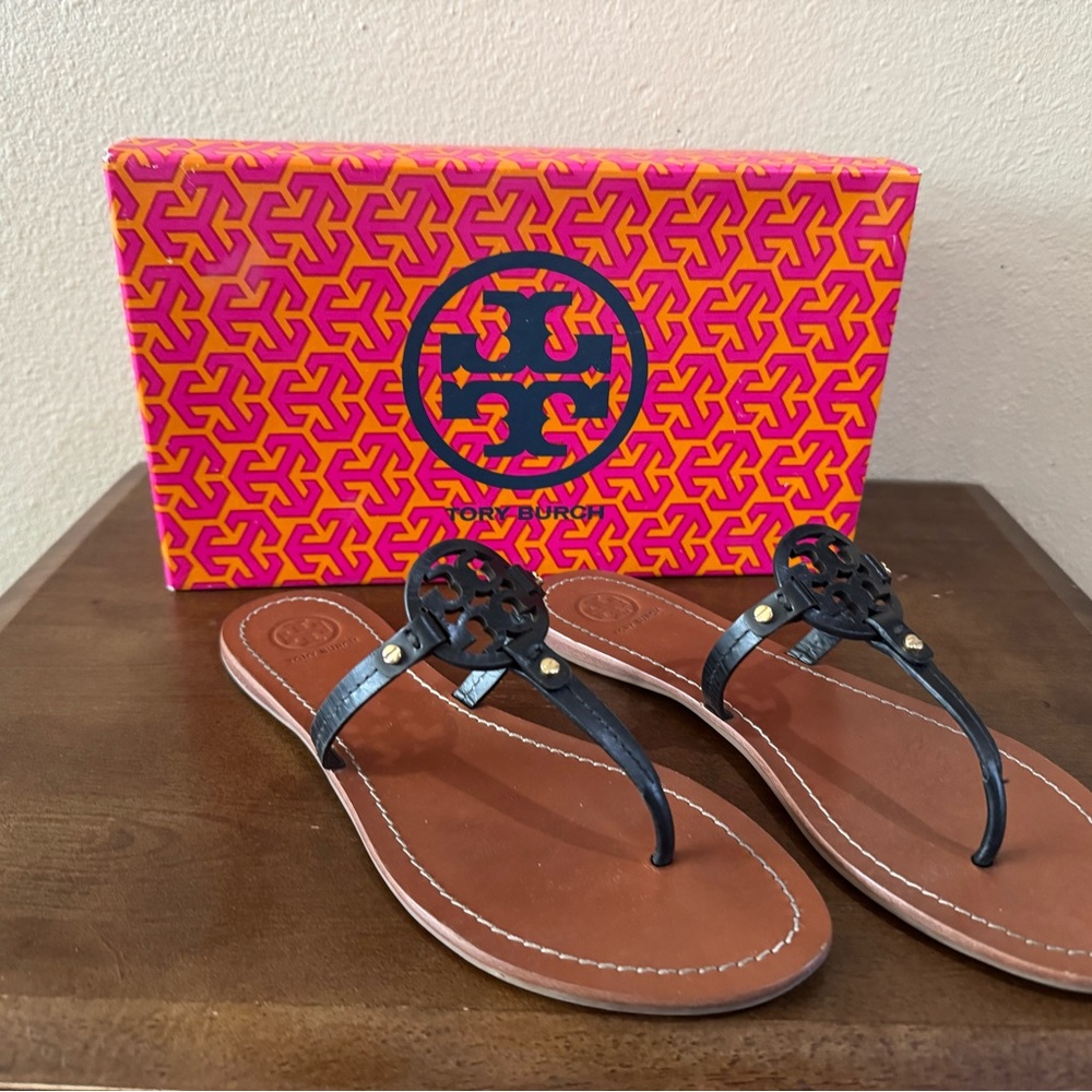 Tory Burch Black Mini Miller Thong Sandals